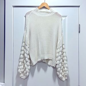Nordstrom Balloon Sleeve Ivory Sweater (Size Medium, Slightly Oversized)